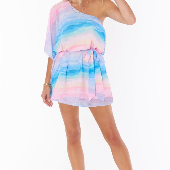 Show Me Your Mumu Trish MUmaid Waves Pink Blue Mini Dress Women's X-Small - Picture 1 of 7